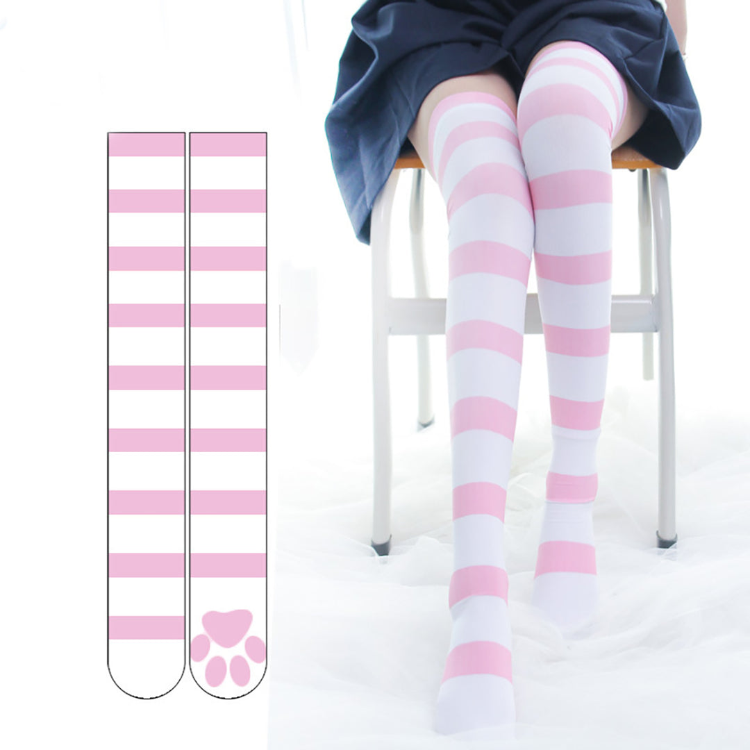 Kawaii Lolita Two-Tone Stripe Knee High Socks