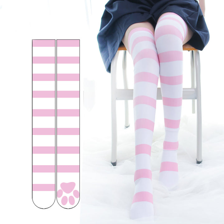 Kawaii Lolita Two-Tone Stripe Knee High Socks