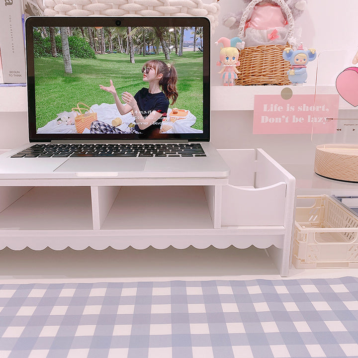 Kawaii Laptop Wood Shelf Desk Organiser