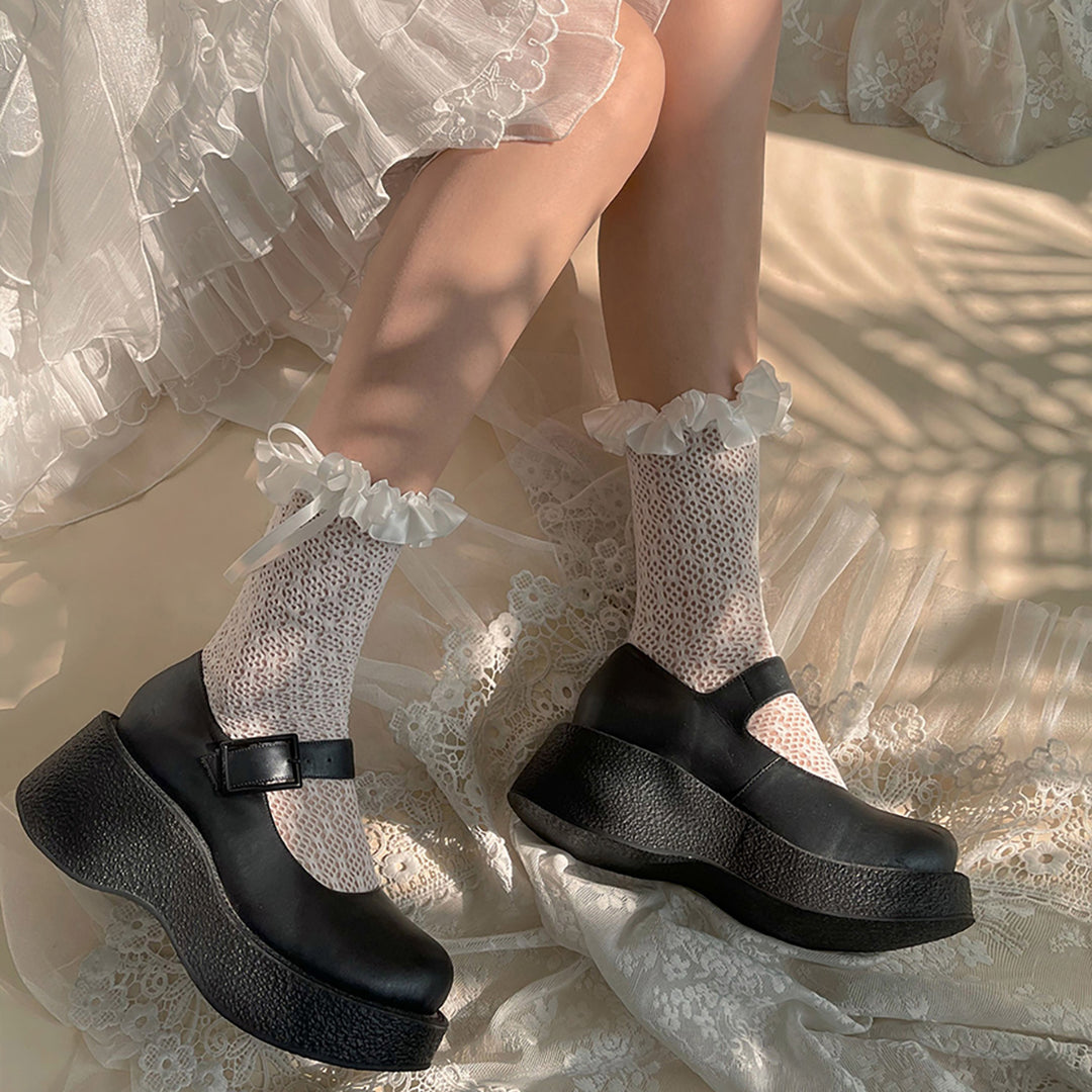 Romantic Satin Ruffles Lace Lolita Stockings