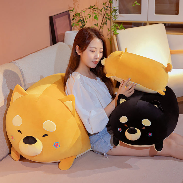 Lovely Fat Yellow Black Shiba Inu Dog Plush Toys