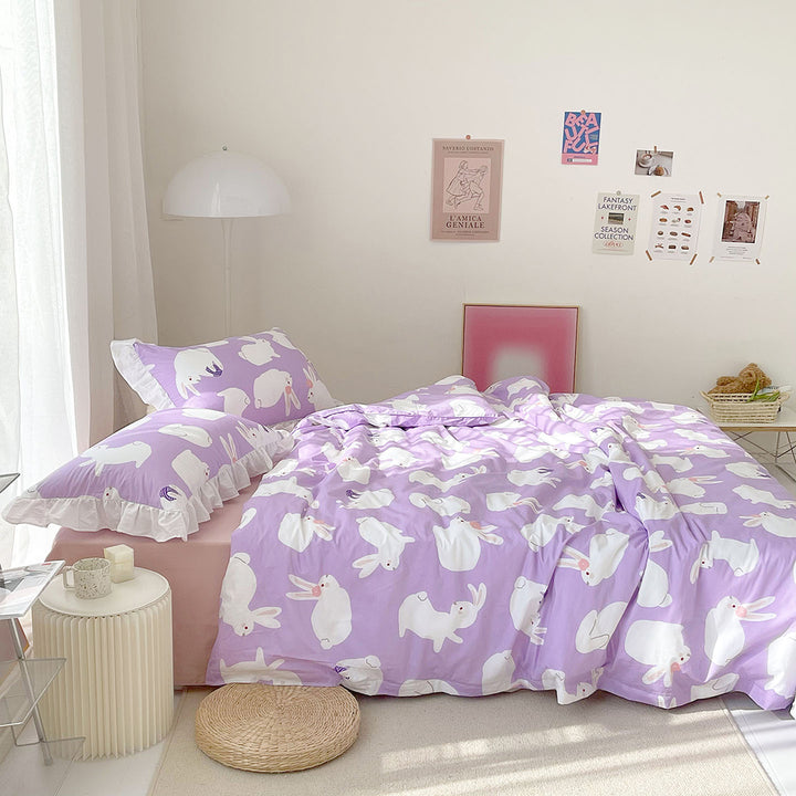 Cute Bunny Purple Bedding Set