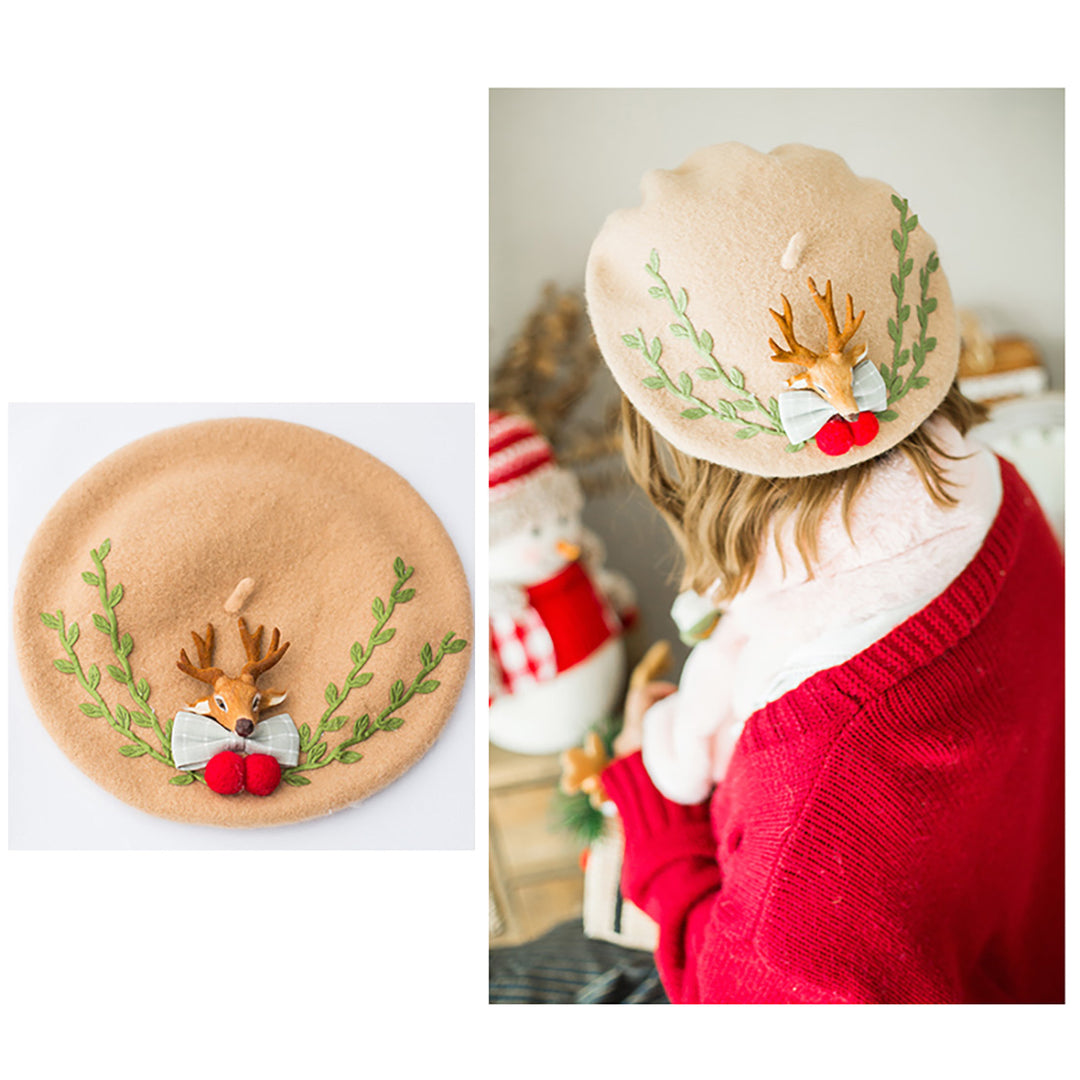Flowers Deer Beret Hat