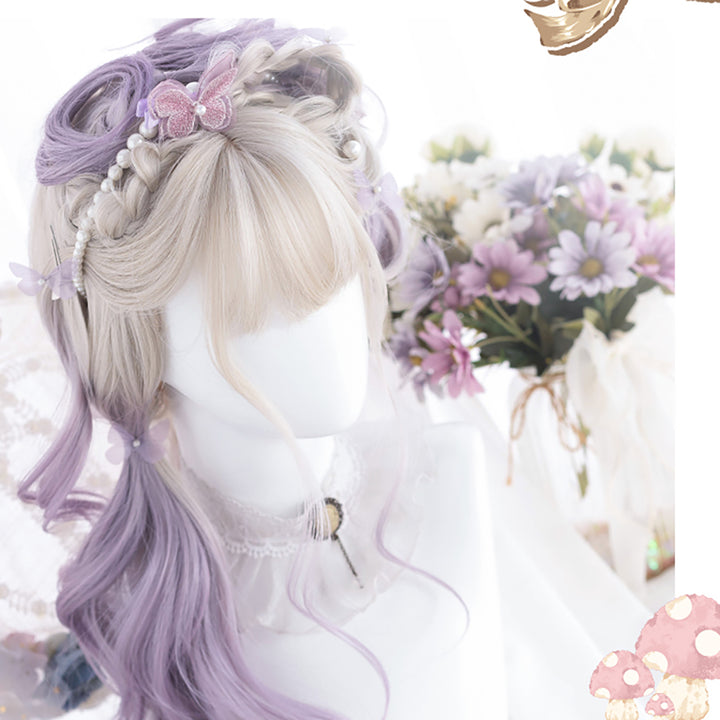 Lolita Gray Purple Long Curly Wig