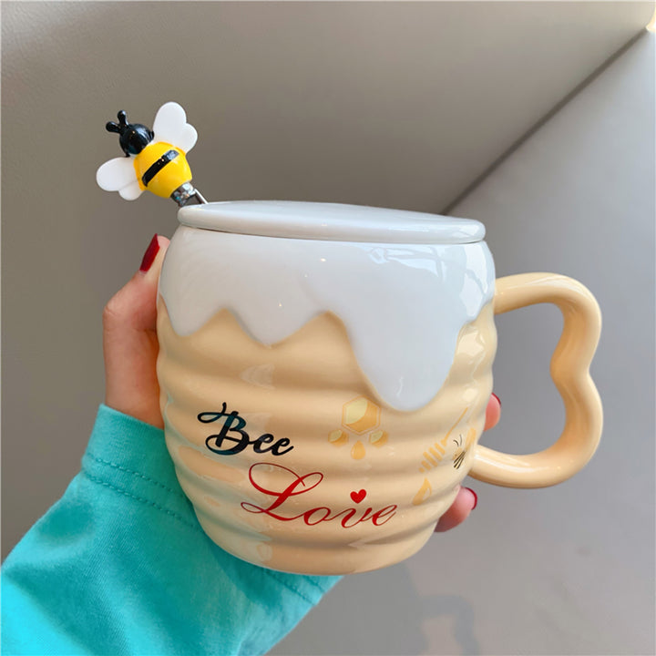 Cute Cartoon Bee Coffee Mug With Spoon