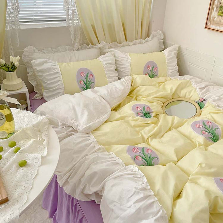 Pastel Color Tulip Bedding Set