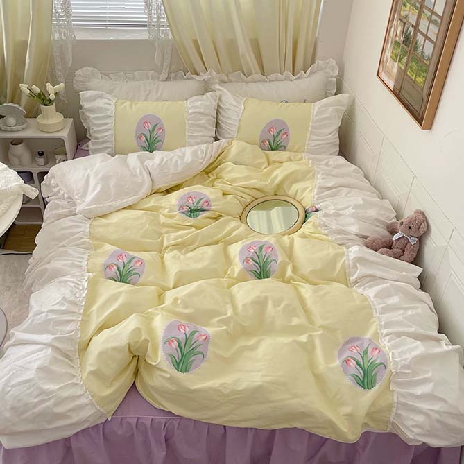 Pastel Color Tulip Bedding Set