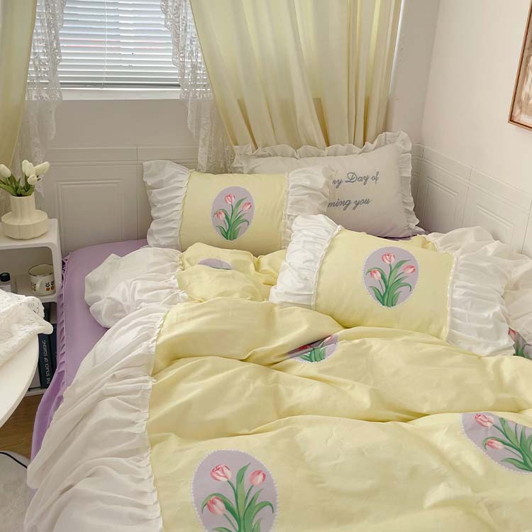 Pastel Color Tulip Bedding Set