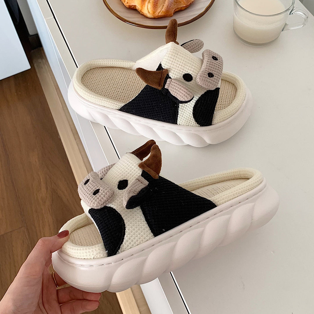 Kawaii Cow Linen Summer Sandals
