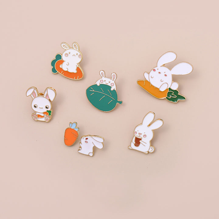 Bunny and Carrots Mini Alloy Pins