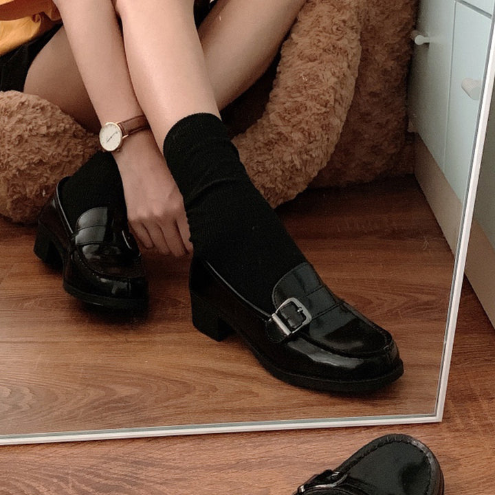 Kawaii Japanese School Leather Heel Mary Jane