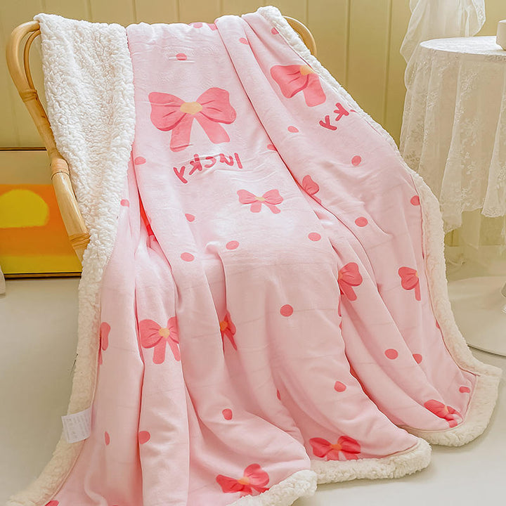 Pink Bow Knot Warm Blanket