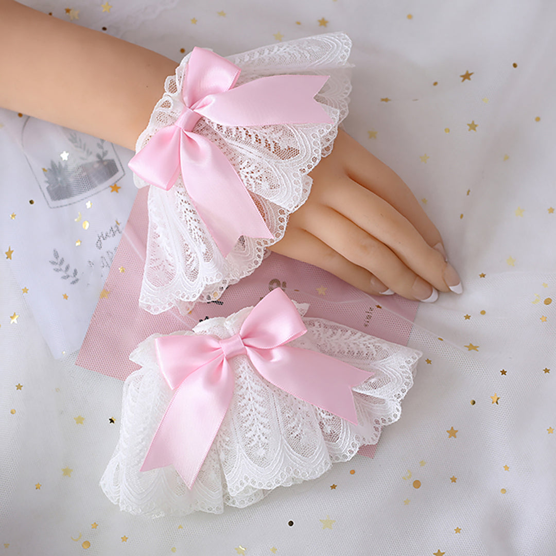 Cute Lolita Ribbon Bow Lace Wristband