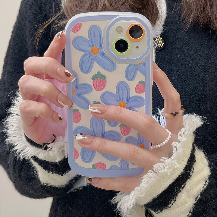 Blue Flower Strawberries iPhone Case
