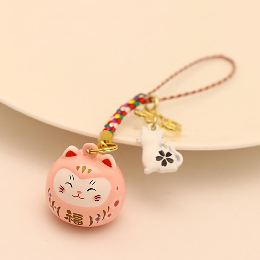 Japanese Sakura Lucky Cat Keychain