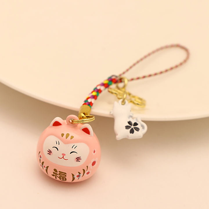 Japanese Sakura Lucky Cat Keychain
