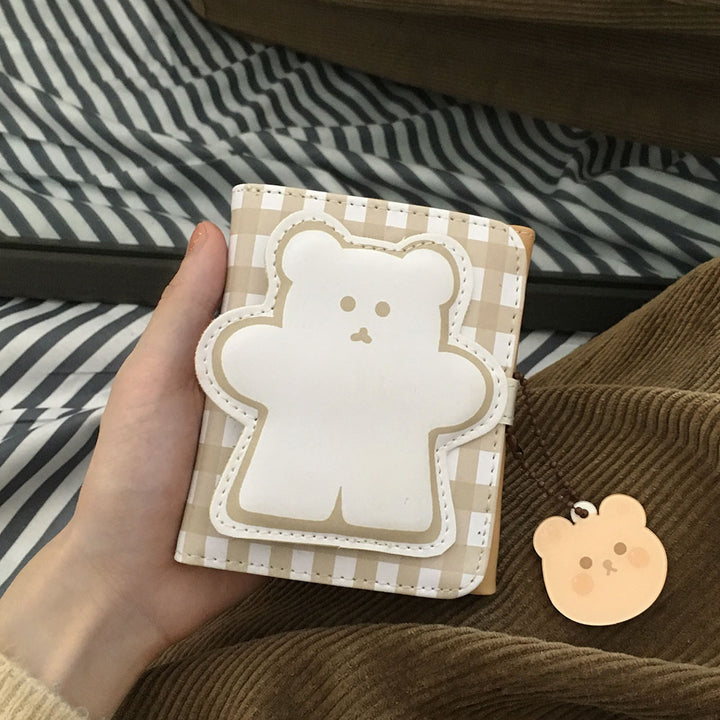 Kawaii Checkered Bear Square Wallet