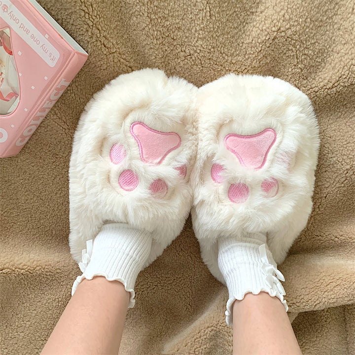 Big Kitty Paw Fur Home Slippers