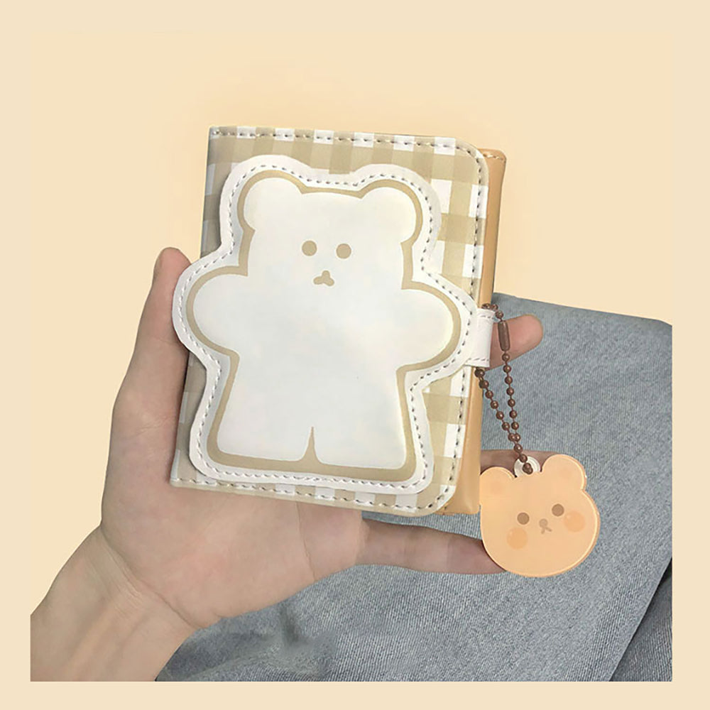 Kawaii Checkered Bear Square Wallet