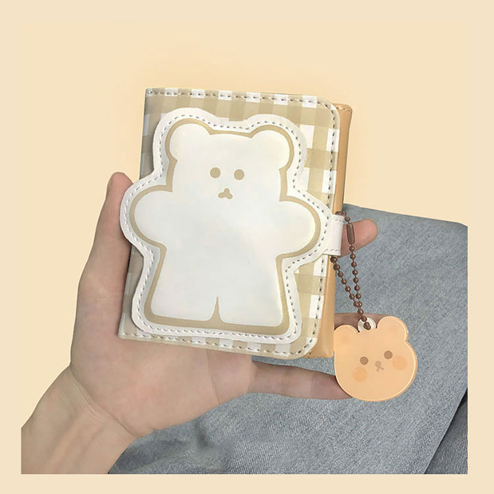 Kawaii Checkered Bear Square Wallet