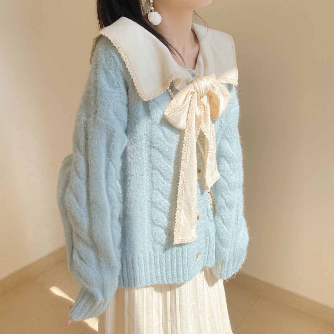 Pastel blue Knitted Cardigan