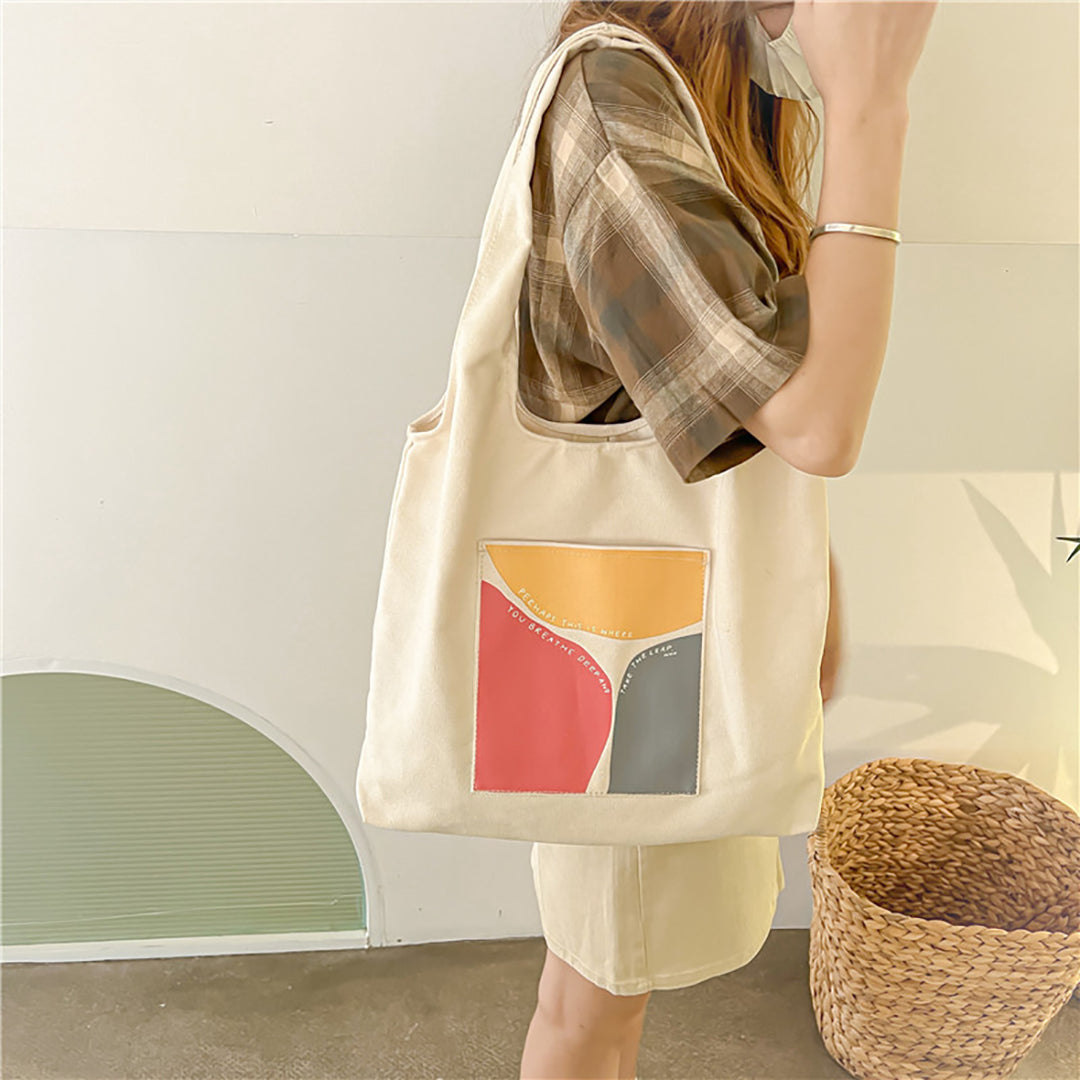 Simple Color Block Tote Bag