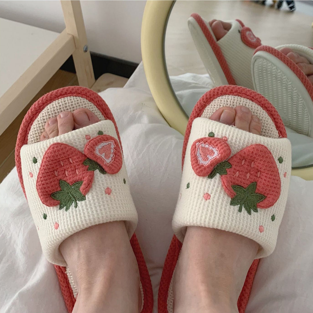 Cute Strawberry Linen Sandals