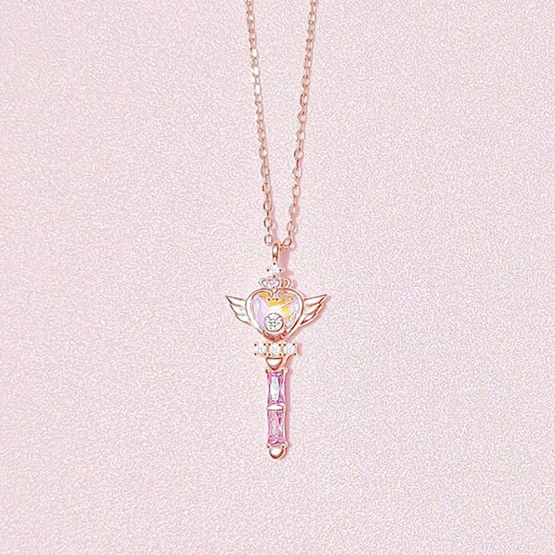 Magical Fairy Wand Pendant Silver Necklace