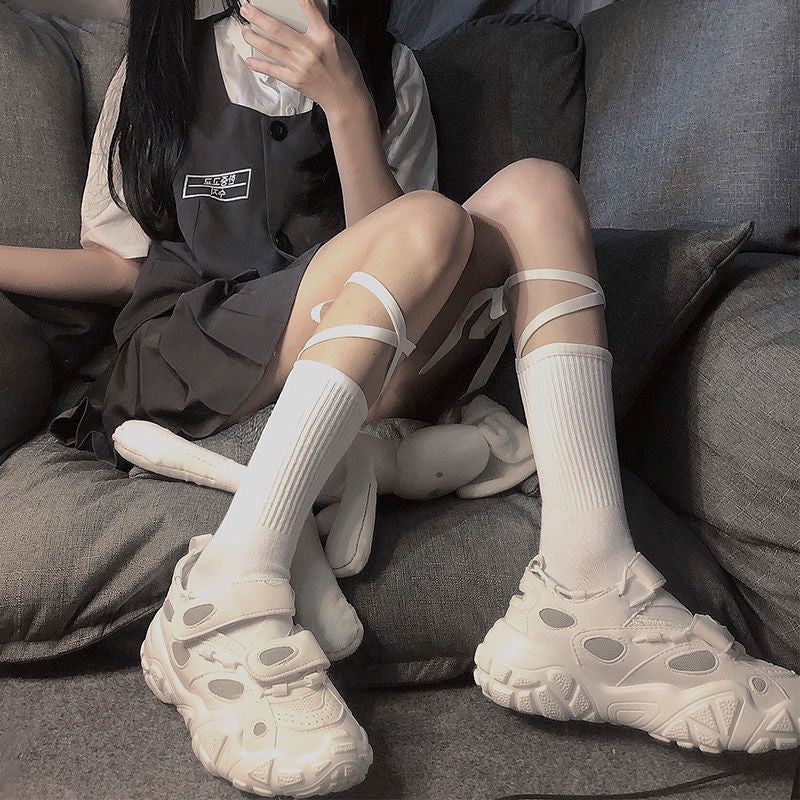 Classic Lace Up Tie High Ankle Socks