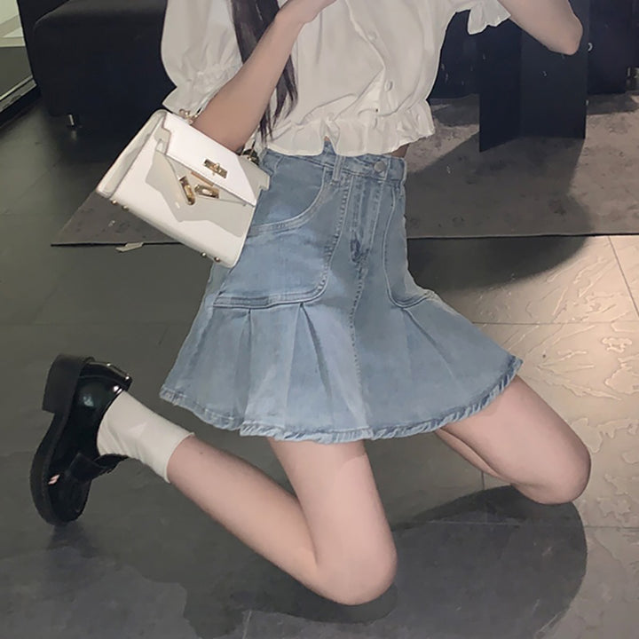 Vintage High Waist Denim Skirt