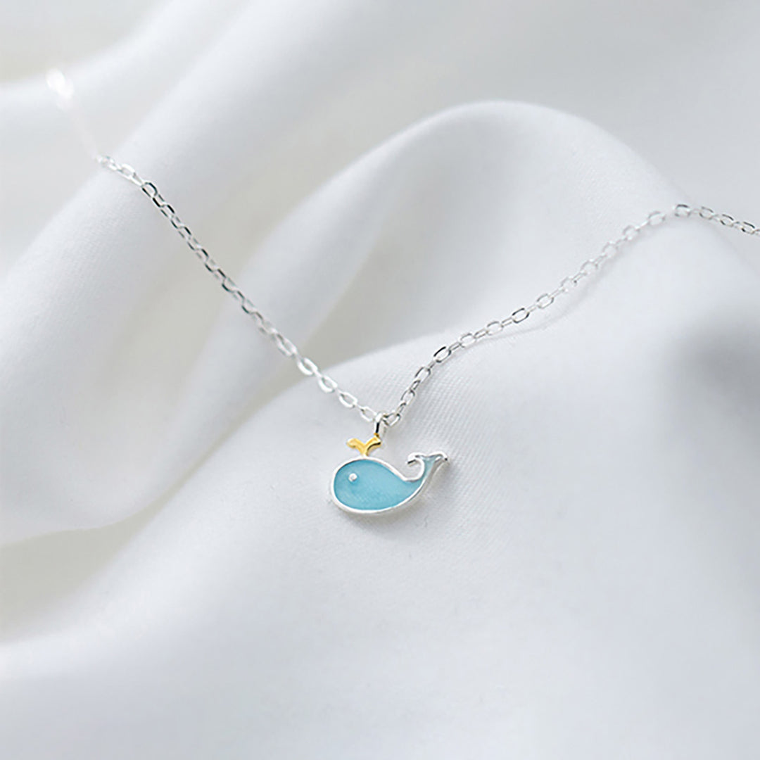 Blue Whale Pendant Silver Necklace