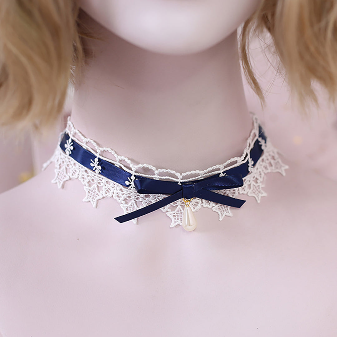 Kawaii Teardrop Pearl Choker Necklace