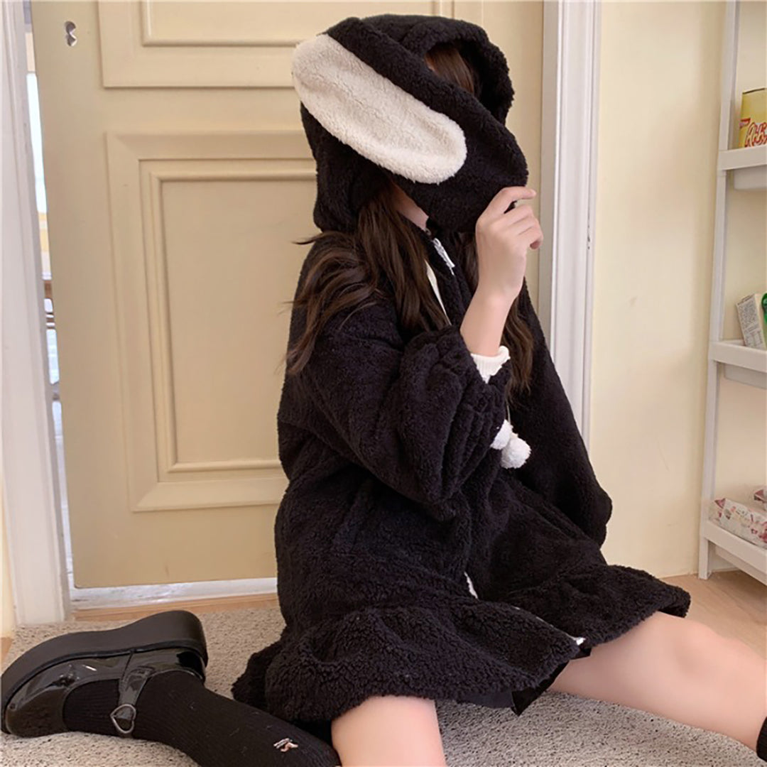 Cute Bunny Ear Hooded Coat