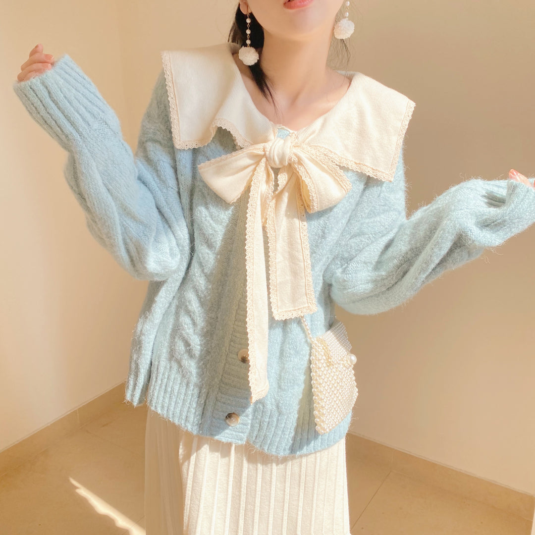 Pastel blue Knitted Cardigan