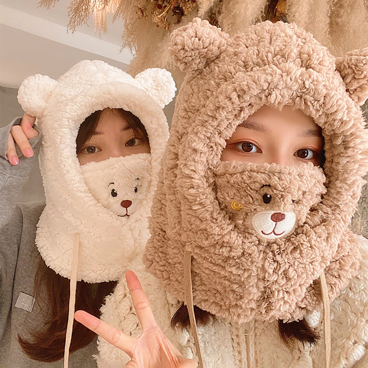 Fluffy Bear Mask Hat