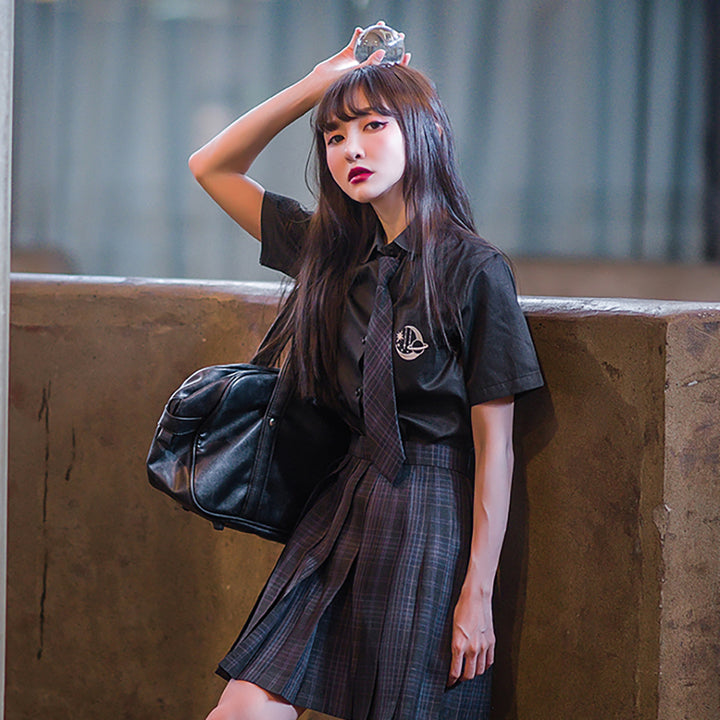 Basic Moon and Stars Short Sleeve School Polo Shirt
