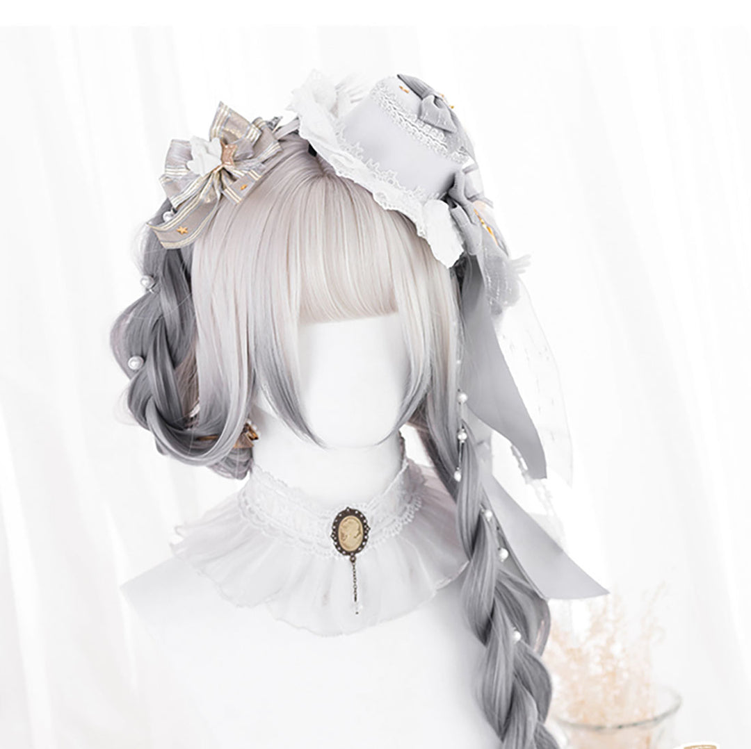 Silver Gray Ombre Long Straight Wig