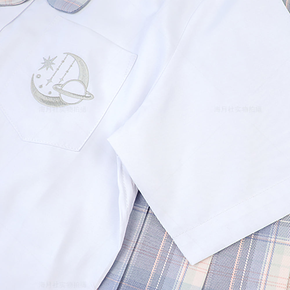 Basic Moon and Stars Short Sleeve School Polo Shirt