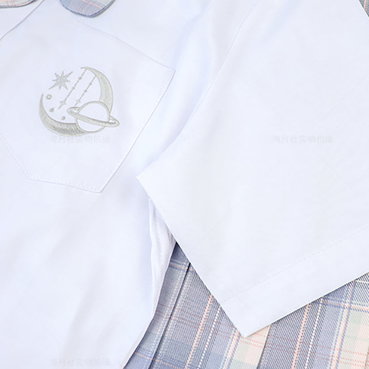 Basic Moon and Stars Short Sleeve School Polo Shirt
