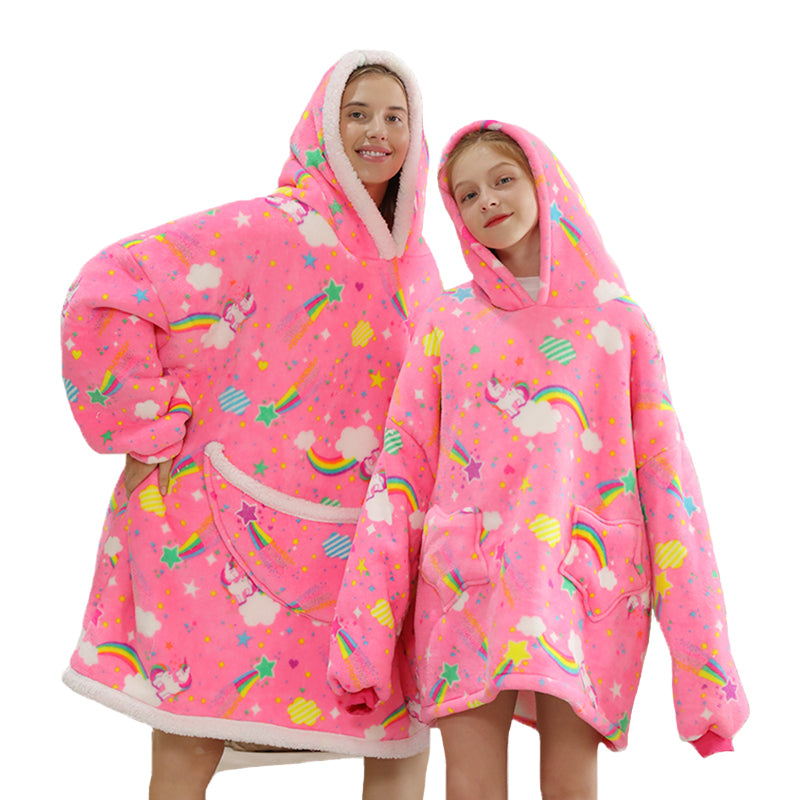 Cute Rainbow Unicorn Oversize Pajamas Hoodies