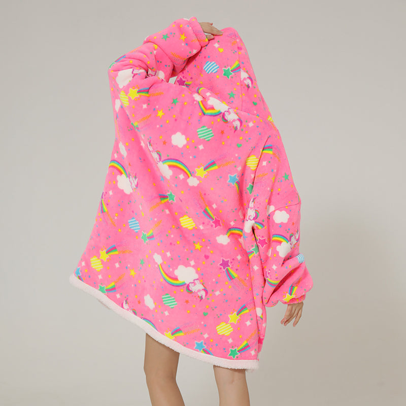 Cute Rainbow Unicorn Oversize Pajamas Hoodies