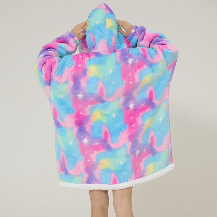 Purple Starry Oversize Fluffy Fleece Pajamas Hoodies