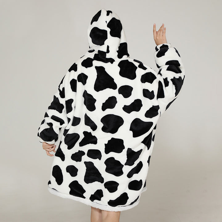 Cute Cow Oversize Fluffy Fleece Pajamas Sweatshirt