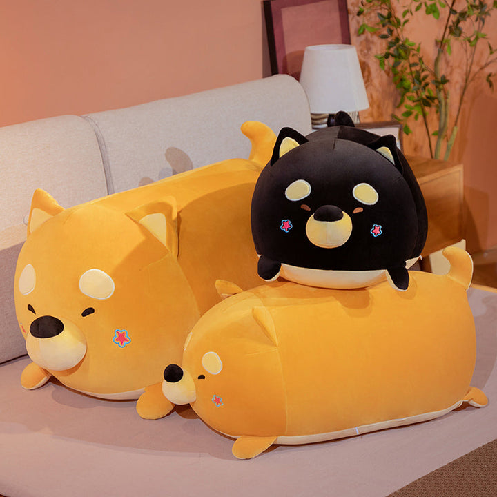 Lovely Fat Yellow Black Shiba Inu Dog Plush Toys