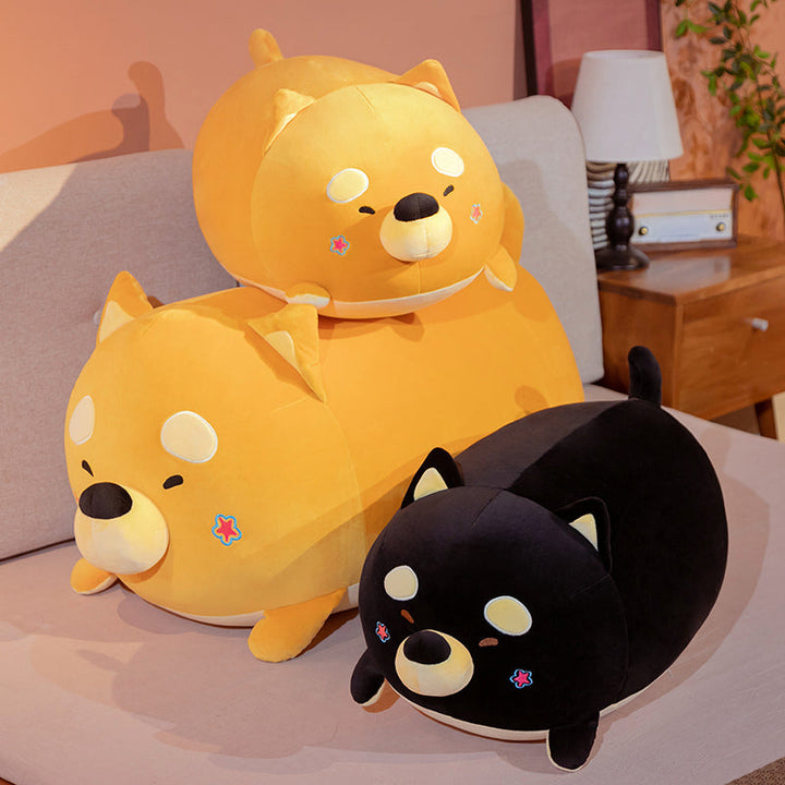 Lovely Fat Yellow Black Shiba Inu Dog Plush Toys