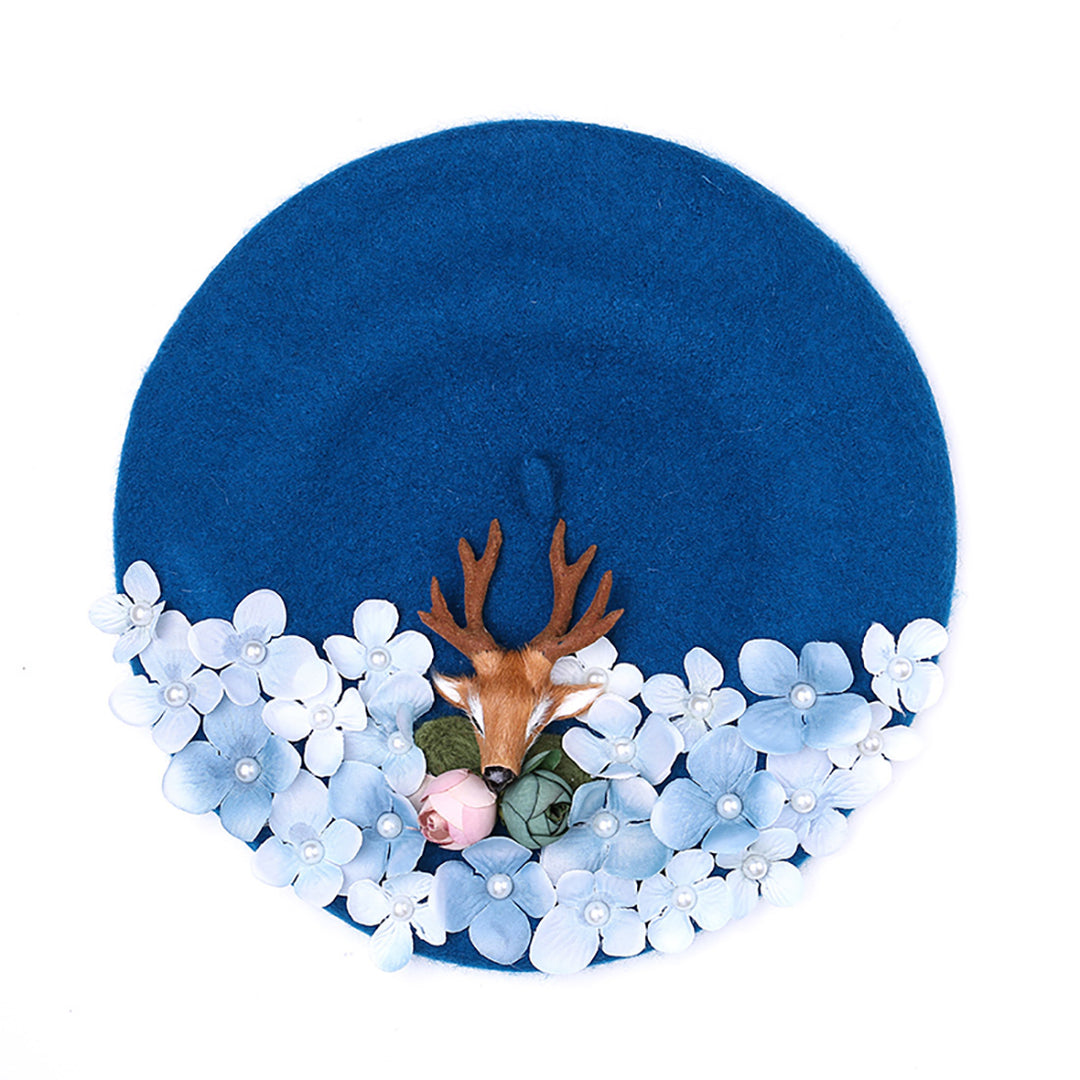 Flowers Deer Beret Hat