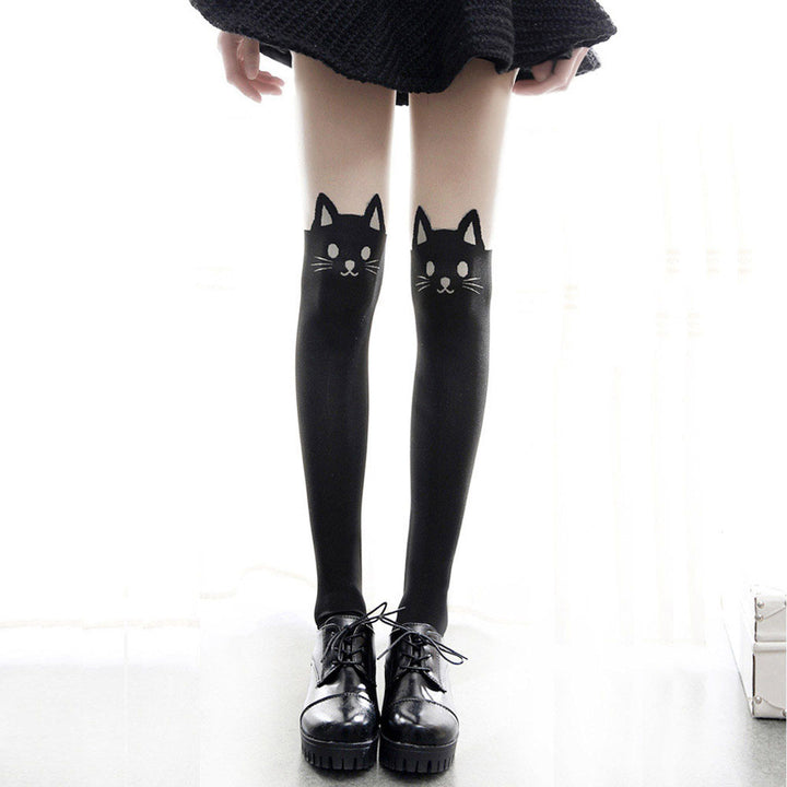 Kawaii Night Black Cat Knee Socks