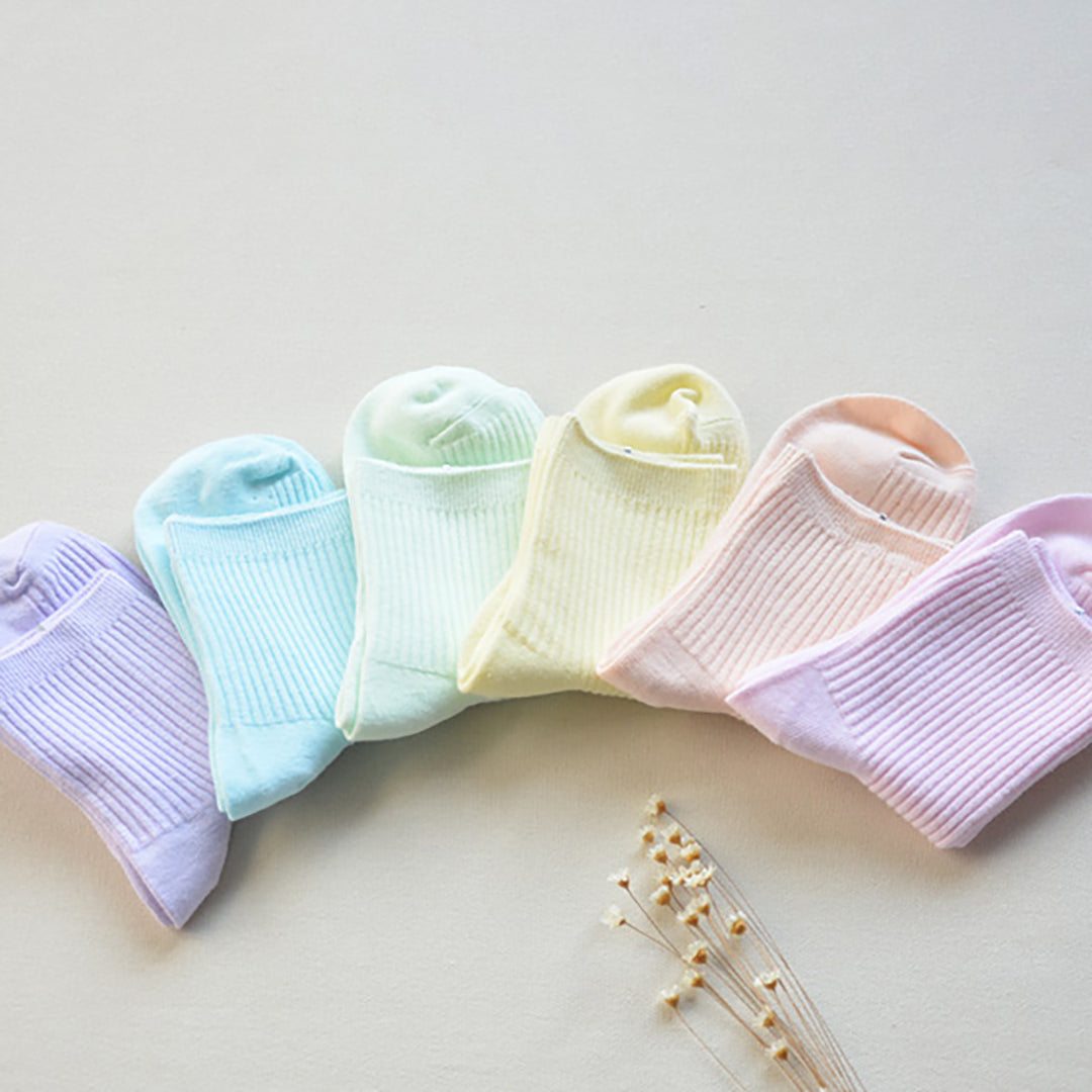 Pastels High Ankle Socks 6Pairs Set