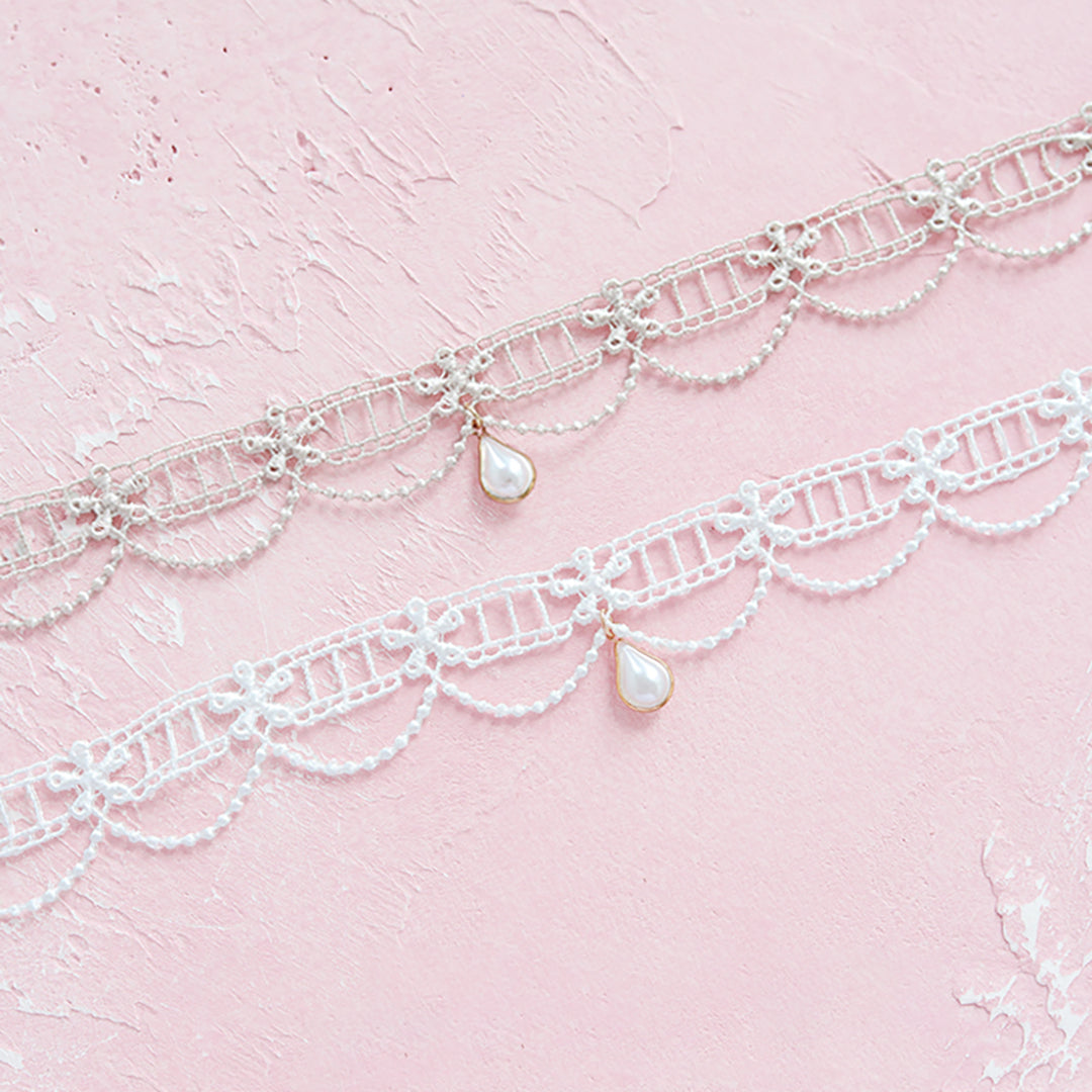 Pearl Teardrop Lace Choker