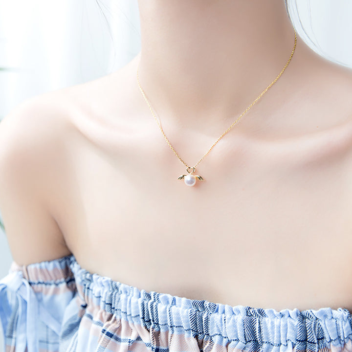 Love Angel Wings Pearl Silver Necklace